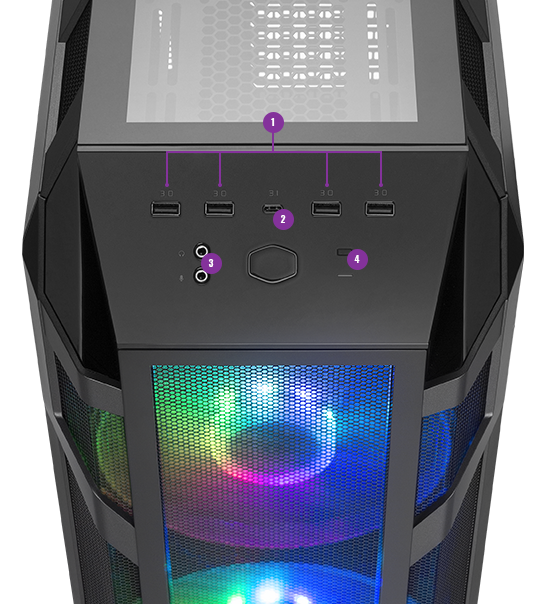 200mmアドレサブルRGBファン標準搭載 ミドルタワーケース